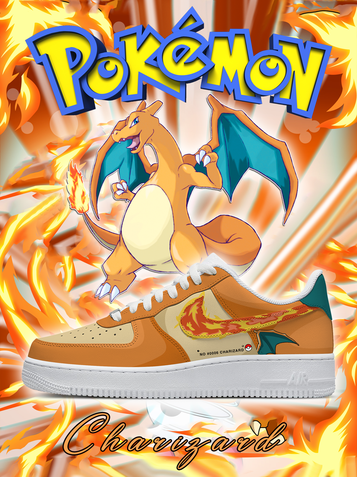Benutzerdefinierte bedruckte Nr. 0006 Charizard Style 2 Schuhe für Frauen und Männer