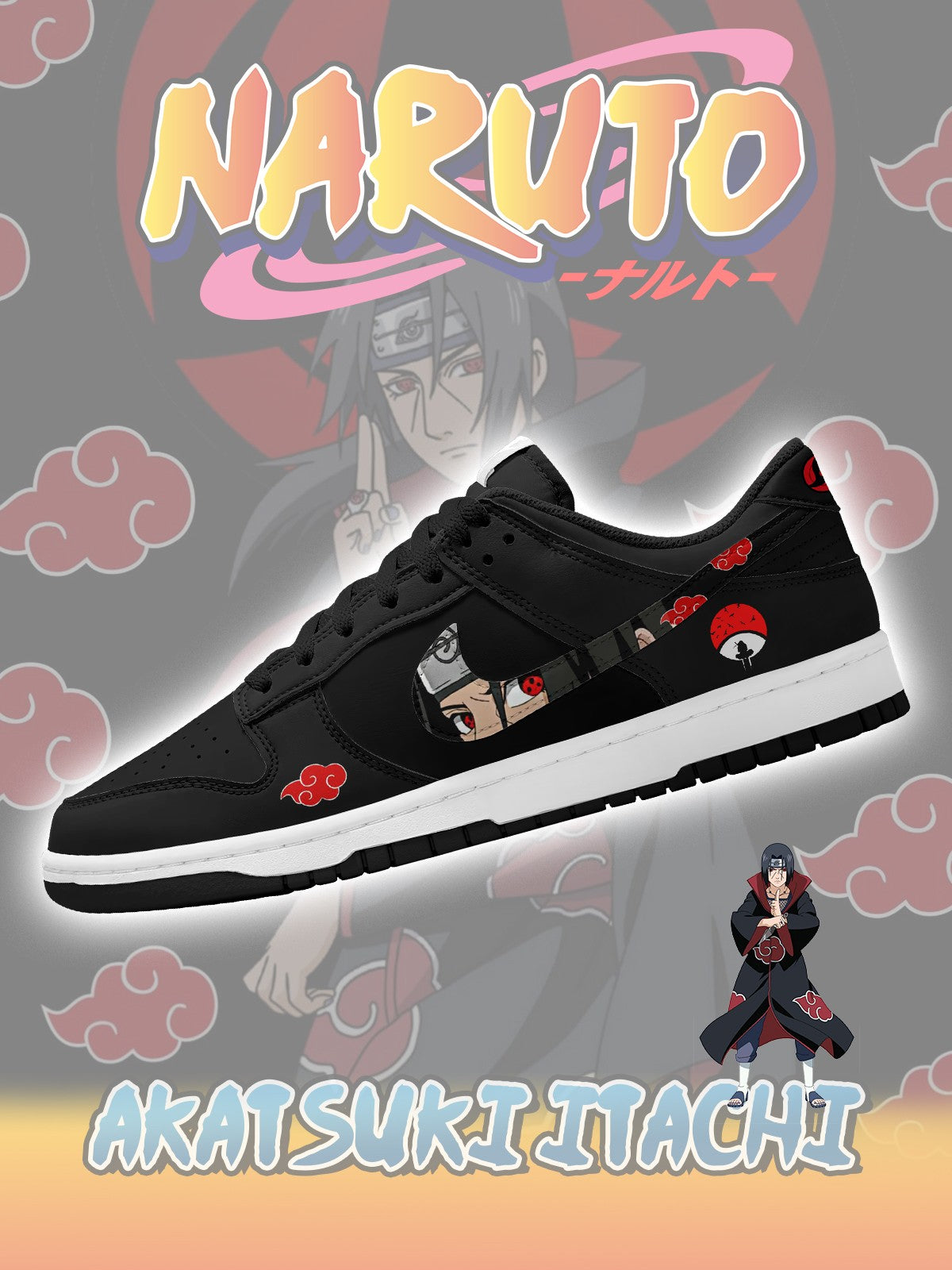 Akatsuki Itachi Uchiha V.2 Custom Dunk Sneakers