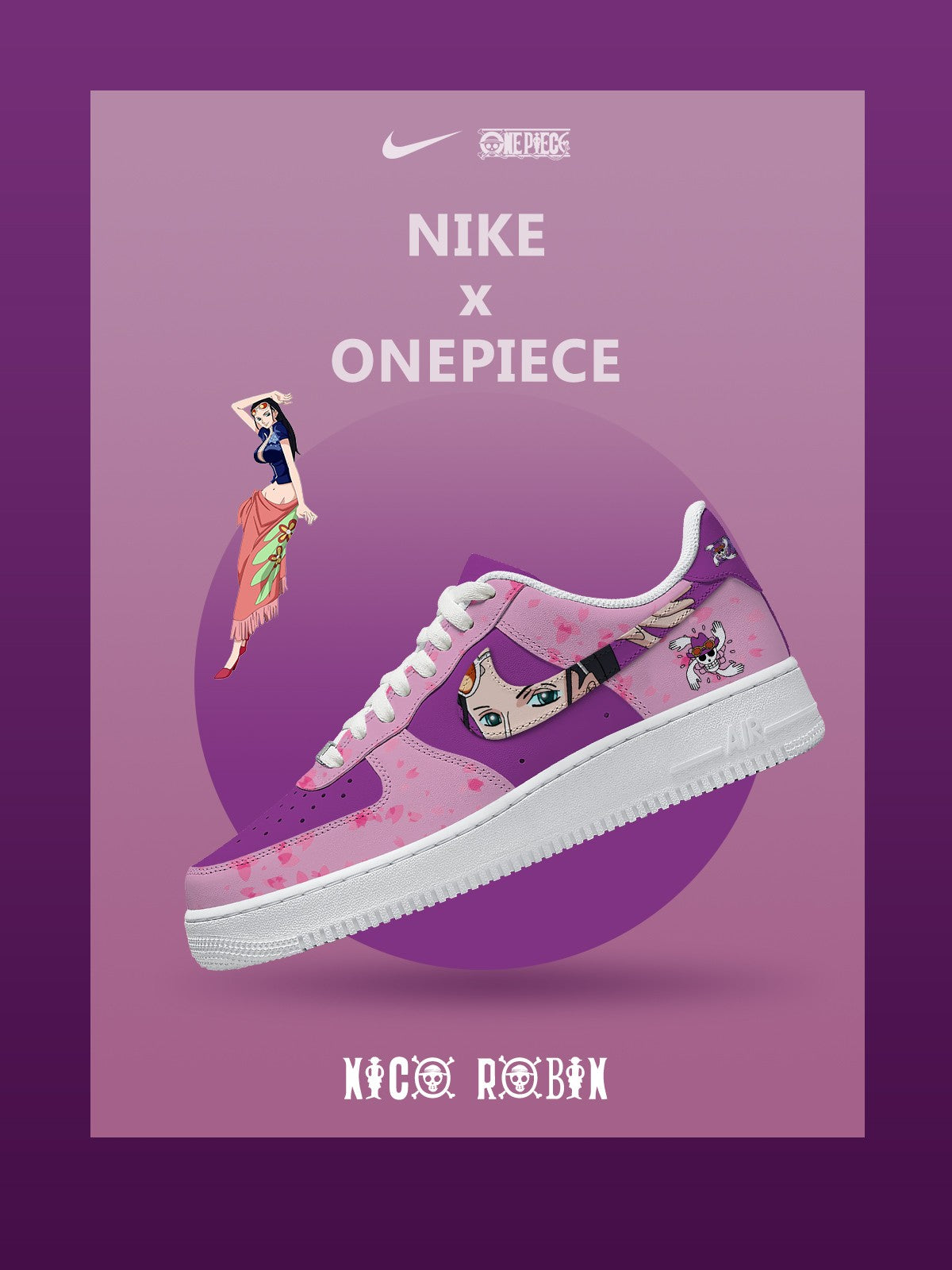 Individuell bedruckte Nico Robin Sneakers für Damen und Herren